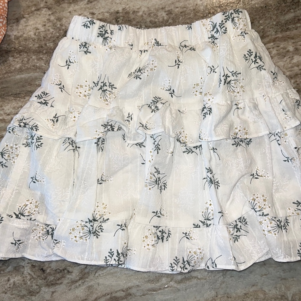 White Floral Skirt